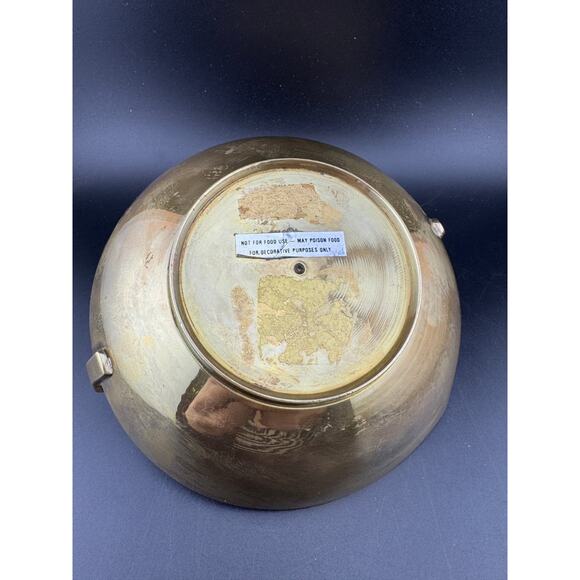 Vintage Brass Enamel Cloisonne Dish with Embossed Handle - Picture 8 of 8